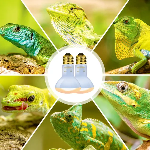 Miniatura 9 de REPTI ZOO Lámpara de calor para reptiles, paquete de 2 lámparas de 50 W para reptiles UVA luz diurna lámpara de calefacción bombilla bombilla luz