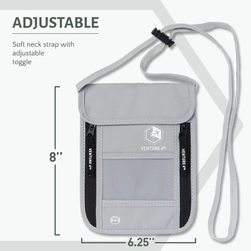 Miniatura 2 de Venture 4th bolsa de cuello de viaje con traba RFID, Plateado), V4-01-NP-SL