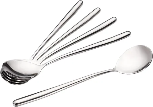 Miniatura 4 de Cucharas de sopa, cucharas de mango corto de acero inoxidable, cuchara de sopa clásica y duradera, juego de 5.