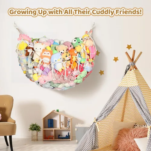 Miniatura 7 de YECAYE Red de animales de peluche, hamaca para decoración de habitación, mejorada de 60 pulgadas para todos los organizadores de muñecas de peluche