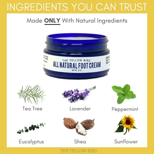 Miniatura 4 de Yellow Bird Crema para pies – Bálsamo hidratante de aceite de árbol de té con aceites esenciales. Tratamiento natural de pies de atletas. Reparación