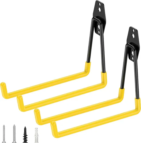 Miniatura 9 de TICONN Paquete de 12 ganchos de garaje resistentes, ganchos de acero para almacenamiento en pared, organizador de colgadores de pared para Negro