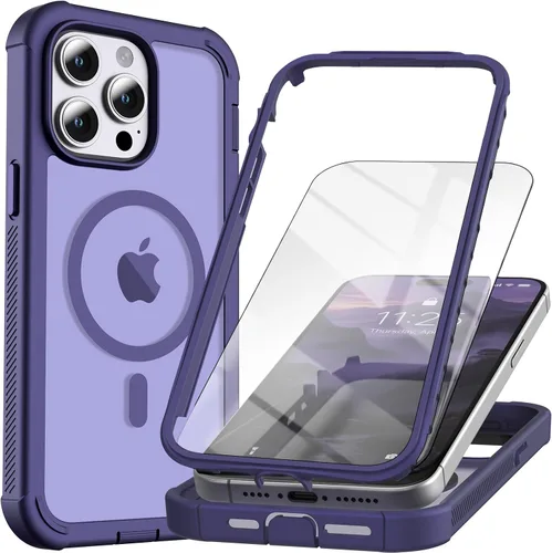 Miniatura 18 de Funda magnética para iPhone 13 Pro Max, protector de pantalla, compatible con MagSafe, protección contra caídas de grado militar, protección