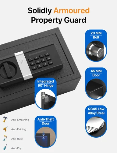 Miniatura 6 de FORFEND - Cajas Fuertes Inteligentes para el Hogar Desbloqueo/Alarma por App de Caja Fuerte WiFi Control por Voz, Alarma SOS de Secuestro