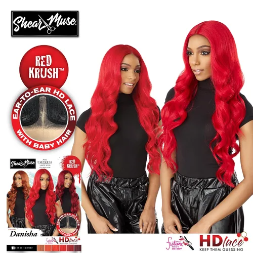Miniatura 3 de Sensationnel Peluca de encaje Shear Muse – Danisha Deep Laceparting atada a mano lista para usar unidades sintéticas prediseñadas (1 JETBLACK)