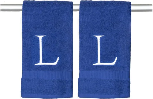 Miniatura 293 de Toalla de mano con inicial beige para baño, toalla bordada decorativa de calidad de hotel de lujo con monograma para tocador, spa, certificado