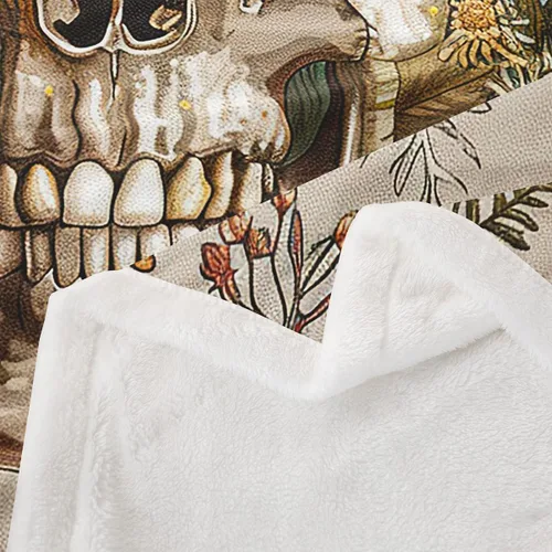 Miniatura 4 de Manfei Manta gótica de calavera y mariposa, libélula y polilla, para niños y niñas, manta de cama con hojas de flores y hongos para sofá, manta
