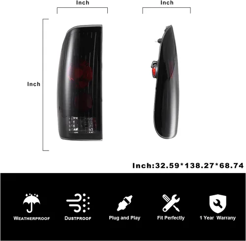 Miniatura 4 de ROXX Conjunto de luz trasera compatible con Ford F-150 1997-2003, F250 F350 F450 F550 1999-2003 Super Duty lado del conductor y del pasajero lente