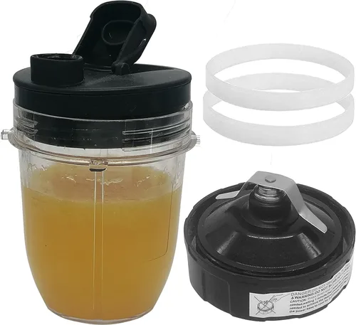 Miniatura 7 de Cuchilla de repuesto plana/fresadora y taza de 12 onzas con tapa de boquilla, compatible con Ninja Nutri-Blender Pro con Auto-iQ1100-W, BN400