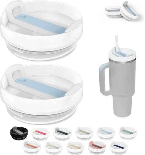 Miniatura 11 de Tapa de Vaso de 40 OZ Compatible con Stanley Quencher, Paquete de 2 Tapas de Vaso de Acero Inoxidable a Prueba de Derrames y Resistentes a