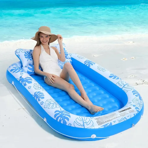 Miniatura 7 de Flotador Inflable para Piscina de Bronceado con Almohada Cervical - Flotadores de Piscina para Adultos para Tomar el Sol, Patio Trasero, Fiesta