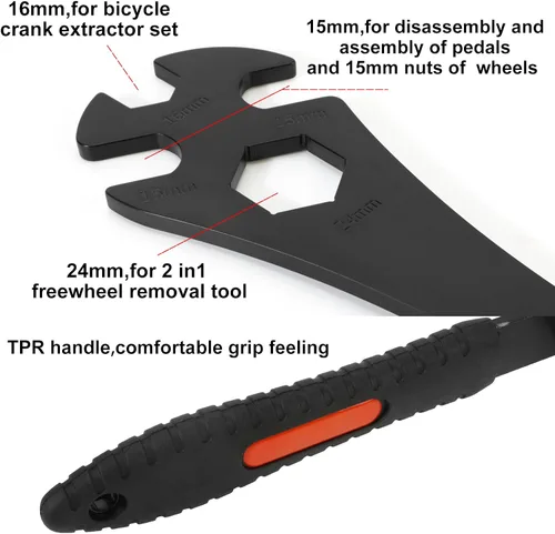 Miniatura 3 de Oumers Herramienta de extracción de casete de bicicleta, látigo de cadena de bicicleta+llave de pedal+herramienta de extracción de rueda libre 2