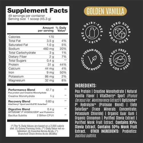 Miniatura 4 de BIRDMAN Falcon Performance - Proteína vegana en polvo, 31 g de proteína, 5 g de creatina, 5 g de BCAA, probióticos, electrolitos, pre-entrenamiento
