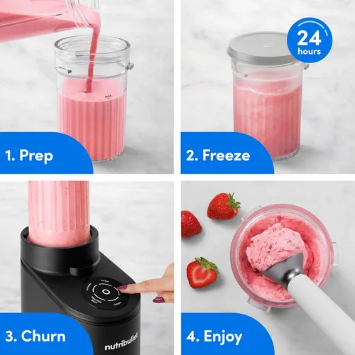 Miniatura 8 de nutribullet Chill Máquina para hacer helados, para gelato, sorbete, yogur congelado, cuencos de batidos, tamaño compacto, (2) aptos para Negro