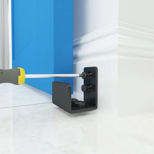 Miniatura 2 de JUBEST Guía de piso negro mate para montaje en pared, herrajes para puertas corredizas de granero de hasta 1-3/8 pulgadas de ancho y 1-1/4 pulgadas