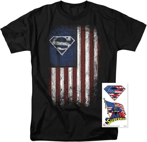 Miniatura 2 de Popfunk Superman Vintage Patriotic American Flag S Shield T-Shirt & Stickers