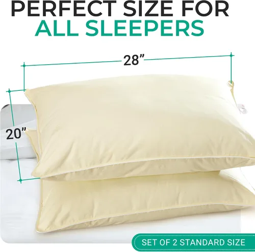 Miniatura 6 de Cheer Collection Juego de 2 almohadas orgánicas Kapok para cama, almohadas de dormir rellenas de fibra natural Kapok con carcasa de algodón