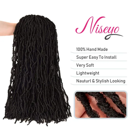 Miniatura 3 de Niseyo Rastas de pelo sintético de ganchillo de 24 pulgadas, 6 paquetes de extensiones de cabello sintético lacio de ganchillo largo