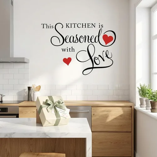 Miniatura 5 de Calcomanía de pared con cita This Kitchen is SEASONED WITH LOVE