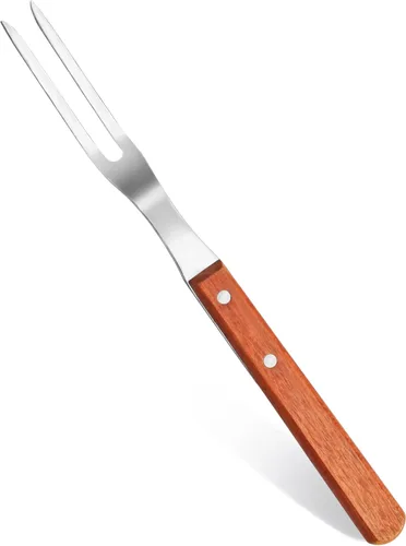 Miniatura 2 de New Star Foodservice Tenedor para barbacoa de grado comercial, mango de madera (13 pulgadas)