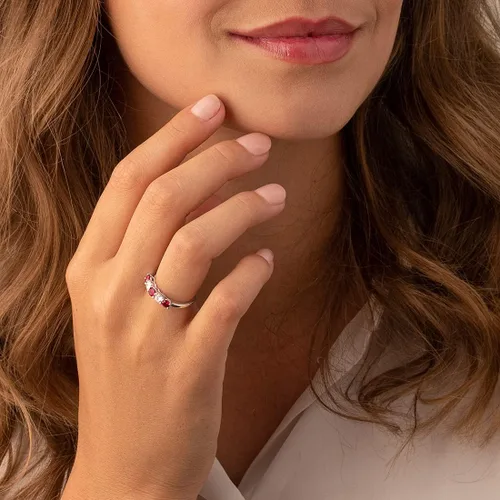 Miniatura 2 de PEORA 925 Sterling Silver Five-Stone Trellis Ring Band for Women in Various Gemstones, 3.5mm Width, Sizes 5 to 9