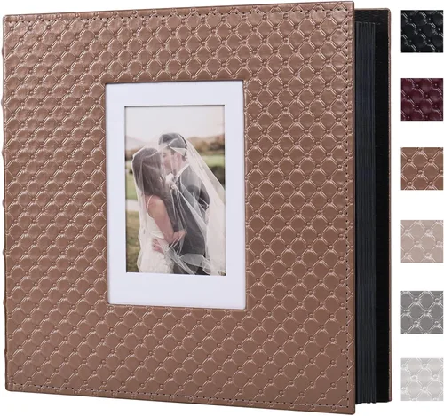 Miniatura 10 de RECUTMS - Álbumes de fotos de 60 páginas con tapa de cuero para manualidades, álbum de fotos autoadhesivo de 4x6, 5x7, 8x10, álbum de fotos Rosa