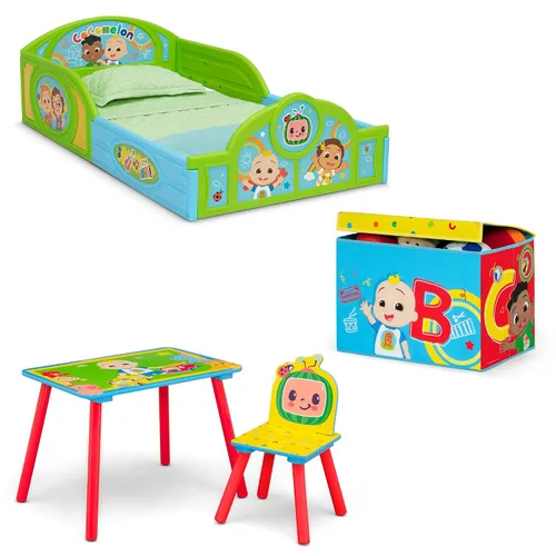 Miniatura 17 de Delta Children - Juego Bluey de 4 piezas para habitación en una caja para niños pequeños – Incluye cama para dormir y jugar, mesa, 1 silla y caja