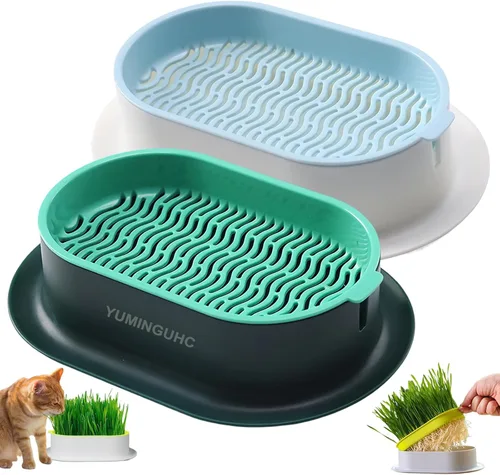 2 piezas de jardinera para hierba de trigo para gatos para germinación hidropónica de semillas de hierba de trigo orgánica en interiores, kit de