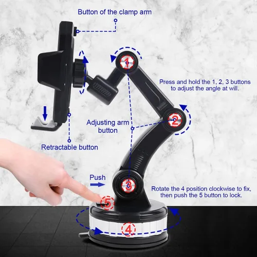 Miniatura 3 de Soporte de teléfono para automóvil, soporte de teléfono mejorado giratorio de 360° con ventosa para salpicadero, parabrisas, universal para iPhone