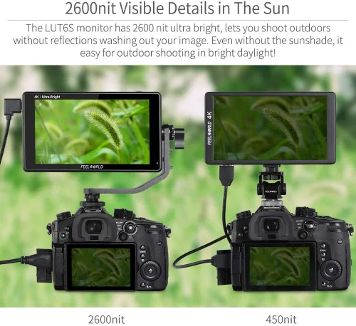 Miniatura 2 de FEELWORLD LUT6S 6 pulgadas SDI 2600nits HDR 3D LUT pantalla táctil DSLR Cámara Monitor de campo con forma de onda VectorScope histograma 3G SDI 4K