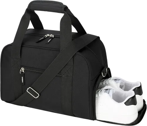 SeaRock Bolsa de gimnasio pequeña de 14 pulgadas para mujeres y hombres, mini bolsa de lona para fines de semana y noche con compartimento para
