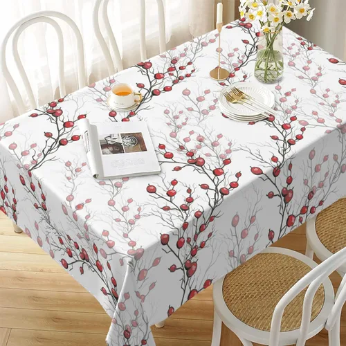 Miniatura 6 de Mantel rectangular decorativo con hojas de lavanda moradas para el hogar, mantel para comedor, barbacoa, picnic, mesa auxiliar, 52 x 70 pulgadas