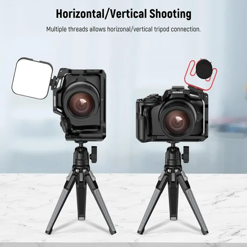 Miniatura 7 de NEEWER Jaula para cámara R50 compatible con Canon EOS R50, plataforma de video de aluminio con riel NATO, roscas de 1/4", agujeros ARRI de 3/8