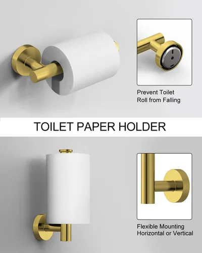 Miniatura 6 de Juego de accesorios de baño de 5 piezas de acero inoxidable SUS 304 de oro cepillado de 26 pulgadas, juego de toallero de baño, conjunto