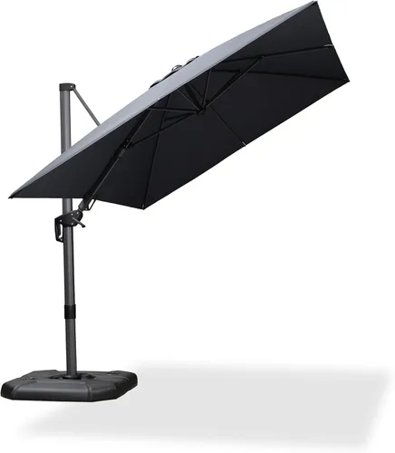 Miniatura 18 de PURPLE LEAF Sombrilla de Patio de 8 Pies para Exteriores Sombrilla Cantilever Cuadrada de Aluminio Sombrilla Offset con Rotación de 360 Grados