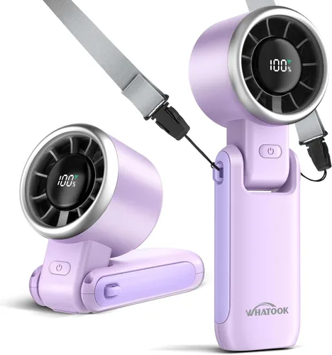 Miniatura 10 de WHATOOK Ventilador Portátil Recargable Mini Ventiladores: Ventilador de Mano con Tecnología Air Turbo, 4000mAh y 5 Velocidades Pantalla LED