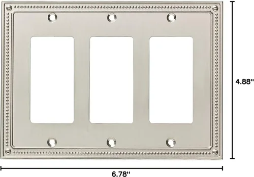 Miniatura 9 de Marco cobertor clásico de pared para interruptor de luz único con diseño de bolitas Franklin Brass, Plateado, W35065-SN-C