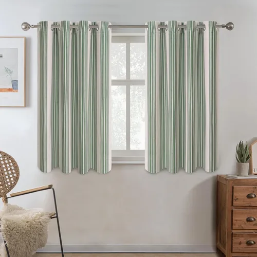 Miniatura 53 de DriftAway Chris Linen - Cortinas opacas con capa térmica y reductora de sonido, 63 pulgadas de largo para dormitorio, cortinas estampadas a rayas