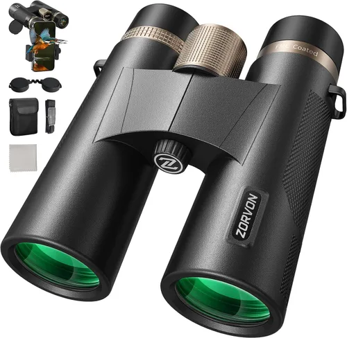 Prismáticos HD de 10 x 42 para adultos, prismáticos de alta potencia con prisma BAK4, visión de poca luz, fácil enfoque, binoculares impermeables