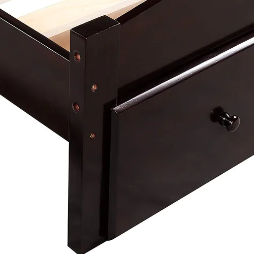 Miniatura 4 de Merax. WF186776 - Marco de madera para cama individual con almacenamiento, cabecero, soporte de listones de madera (espresso)