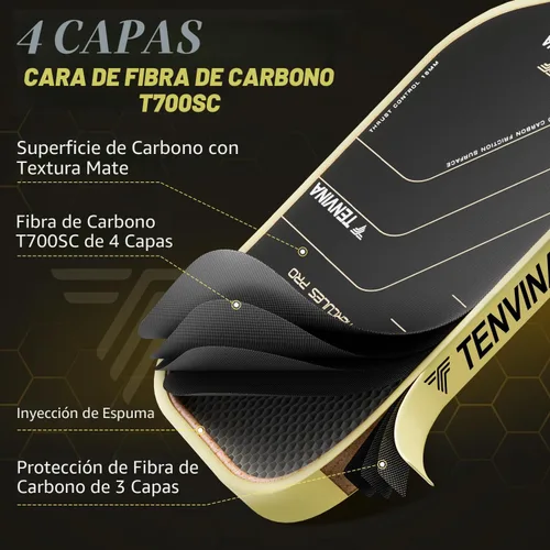 Miniatura 3 de TENVINA Pickleball Paddles, Thermoformed T700SC Carbon Fiber Pickleball Paddle, Pickle Ball Paddle USAPA Approved with Dominant Power and Larger