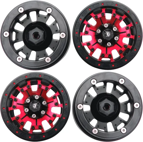Miniatura 6 de ShareGoo - Llantas de metal Beadlock de 1.9 pulgadas, cubos hexagonales de 0.472 in, 10 radios compatibles con Traxxas TRX4 Axial SCX10 RC4WD D90