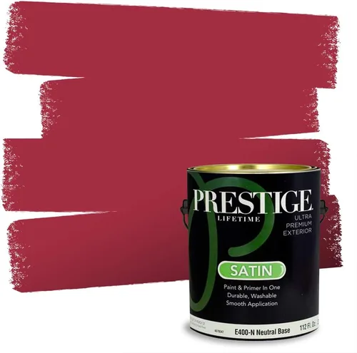 Miniatura 37 de Prestige Paints E100-T-SW6591 Pintura exterior e imprimación en uno, 1 galón, plano, combinación comparable de Sherwin Williams Amaryllis, 1 galón