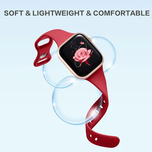 Miniatura 6 de Lerobo - Paquete de 12 bandas delgadas compatibles con Apple Watch de 38, 40, 41, 42, 44, 45, 46 y 49 mm, unisex, correa deportiva de silicona suave