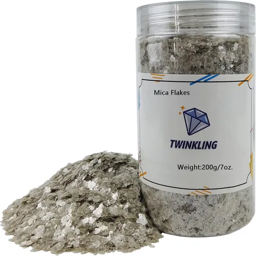 Miniatura 7 de TWINKLING Copos de mica de color natural, copos dorados, hoja de purpurina de copos de mica para manualidades de resina de bricolaje, arte de uñas