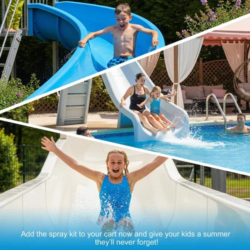 Miniatura 6 de Kit de tubería de agua de tobogán de piscina, kit de manguera de pulverización/piezas para tobogán de piscina enterrado, rociador de agua de tobog