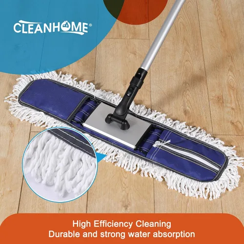 Miniatura 3 de CLEANHOME Trapeador de polvo comercial de 24 pulgadas para limpieza de suelos, trapeador de piso resistente con mango largo extensible de 59