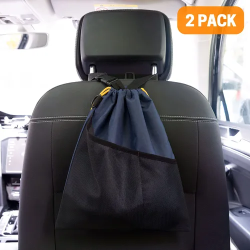 Miniatura 2 de GNEGNI 2 botes de basura para automóvil, bolsa de basura colgante para automóvil con forro impermeable a prueba de fugas Azul