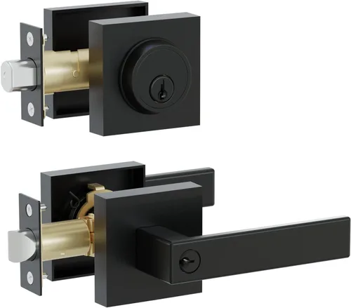 Juego de cerraduras para puerta delantera, juego de cerraduras exteriores resistentes con llaves iguales, juego combinado de manijas para puerta de