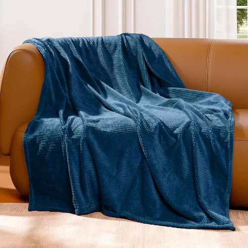 Miniatura 10 de Manta de vellón para sofá, mantas cálidas de felpa para cama, manta de franela mullida y acogedora para sofá cama, patrón jacquard de viaje, beige